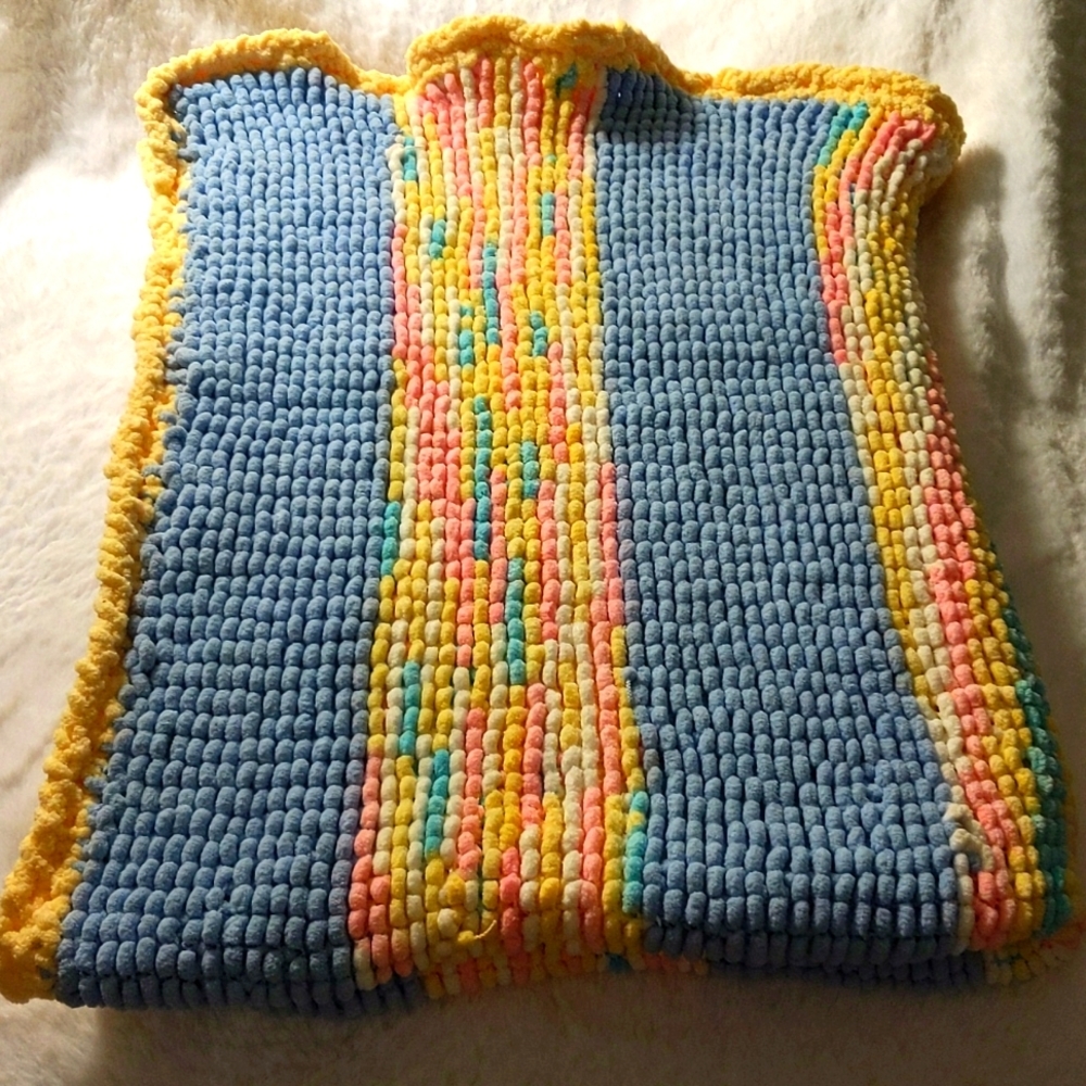 NWOT Multicolored Handmade Knitted Burnat Softeez Unisex Baby Blanket